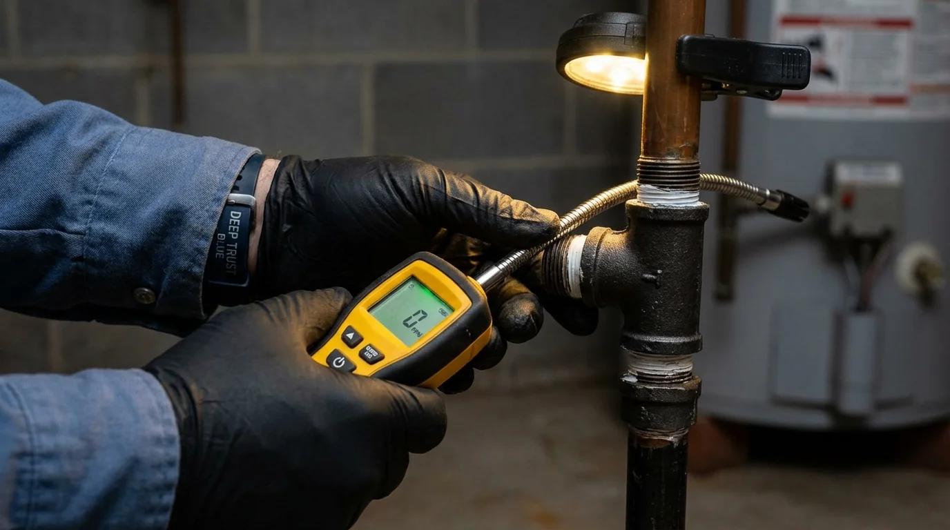 Gas leak detection with electronic sniffer by Johns Plumbing LLC in Rockaway Beach