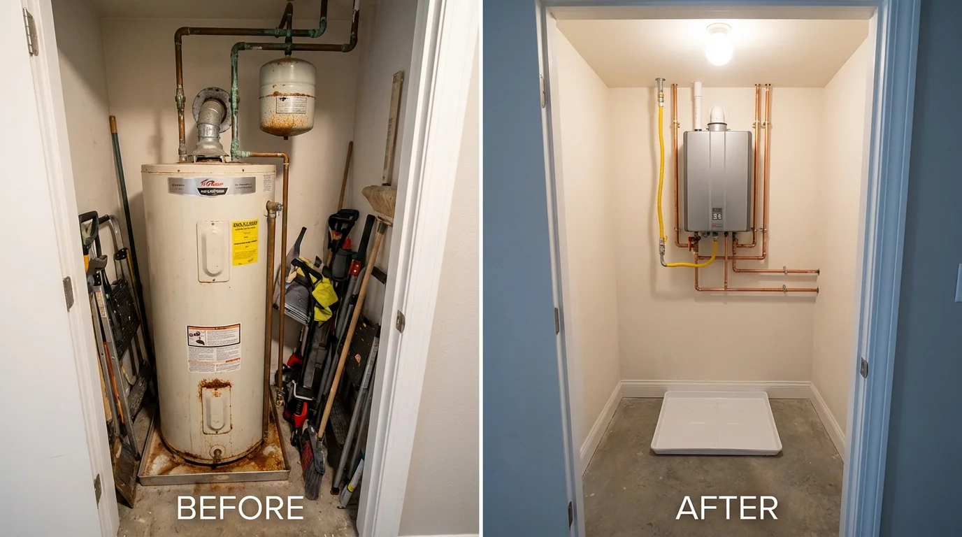 Tank water heater versus wall-mounted tankless unit comparison for Rockaway Beach, OR homeowners